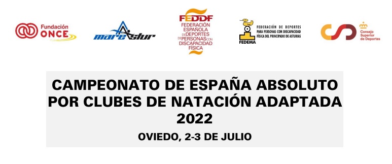 Resultados Campeonato de Espa&ntilde;a Absoluto por Clubes de Nataci&oacute;n Adaptada 2022
